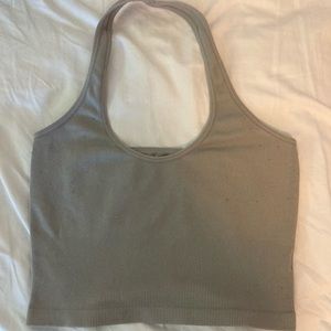 COPY - Cute ribbed light gray halter top